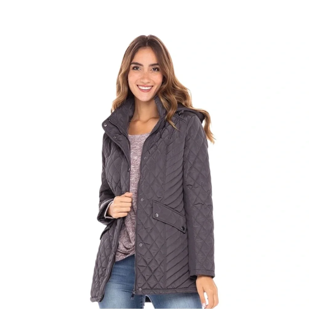 ▪️Sebby Collection Black Quilted Jacket with Detachable Hood▪️ - Picture 9 of 9